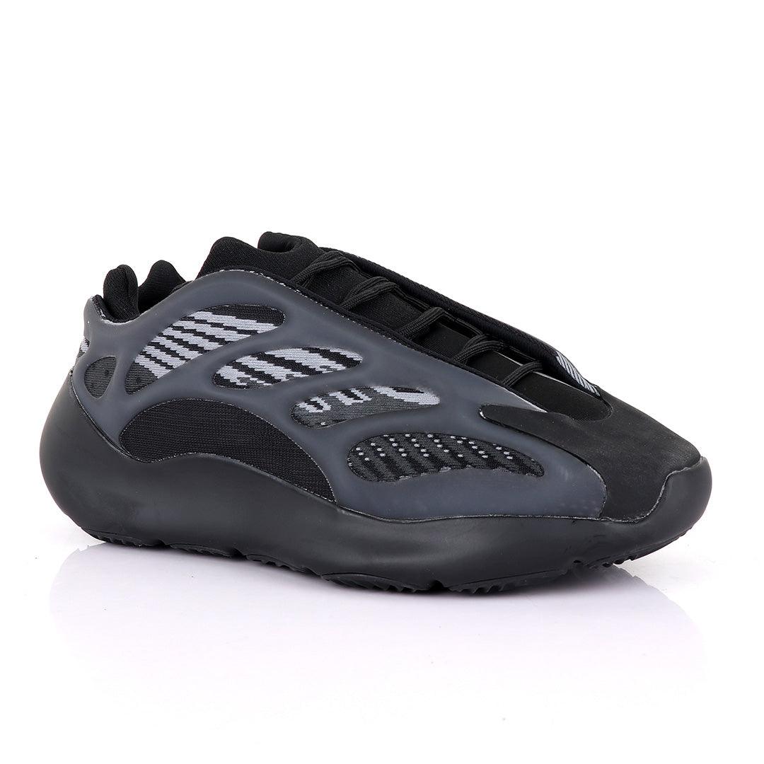 Adidas 700 Yeezy Boost White Pattern Design Black Sneakers - Obeezi
