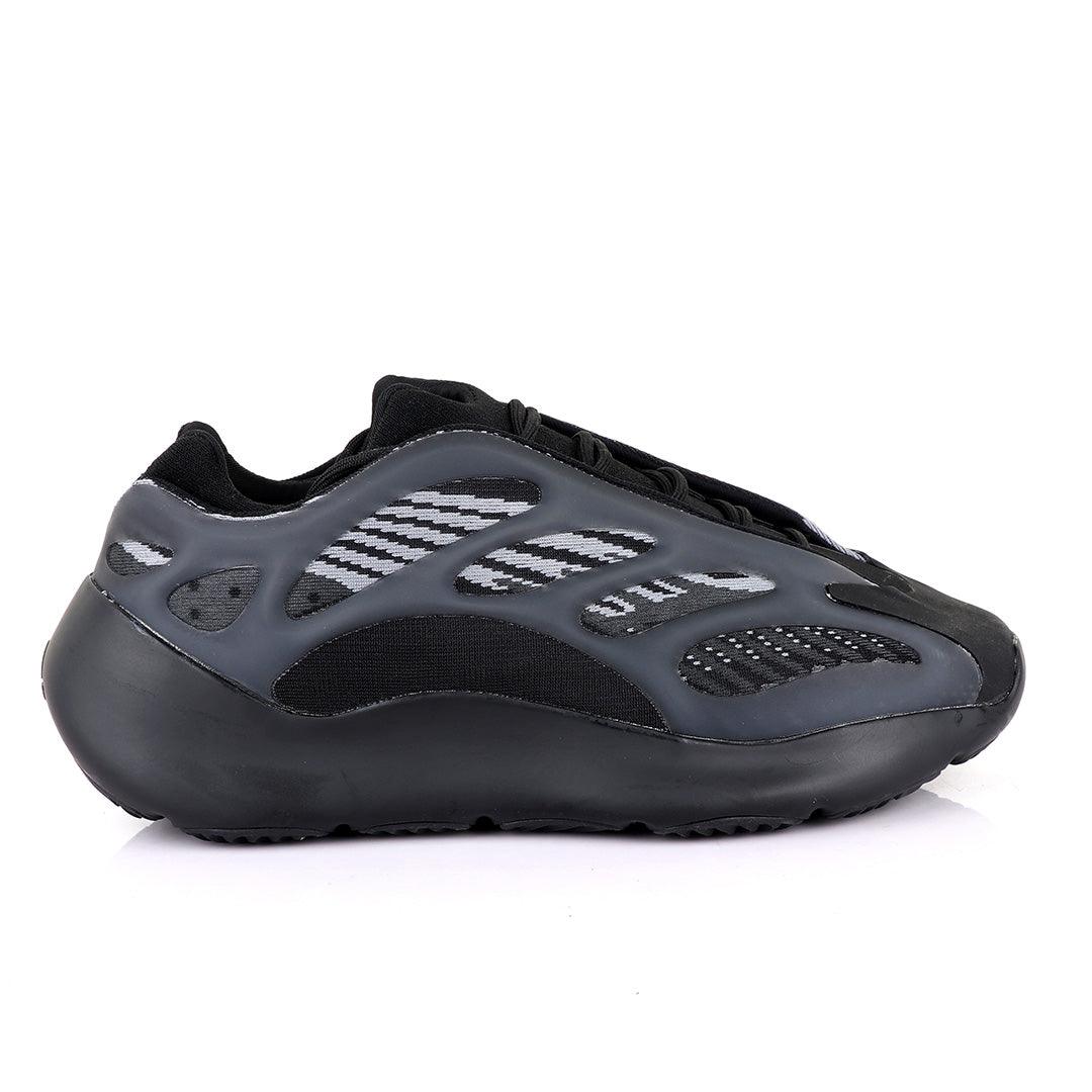 Adidas 700 Yeezy Boost White Pattern Design Black Sneakers - Obeezi