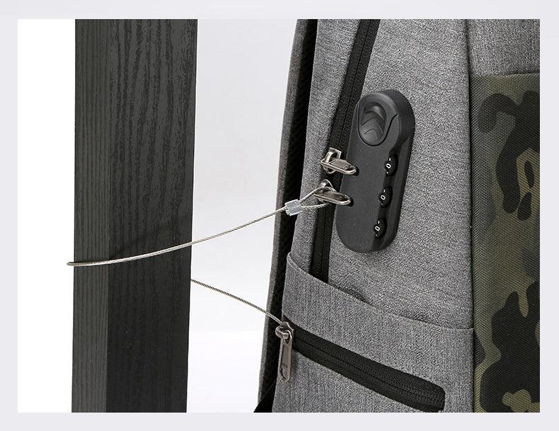 Anti Theft WaterProof Smart Camouflage BackPack with USB Port-Black - Obeezi.com