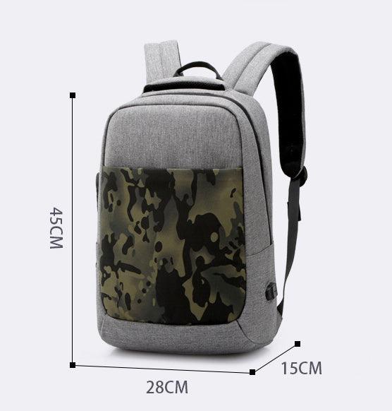 Anti Theft WaterProof Smart Camouflage BackPack with USB Port-Black - Obeezi.com