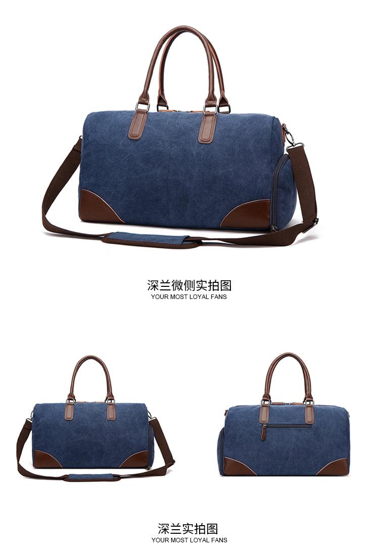Authentic Unisex Leather And Canvass Mini Travelers Bag- Grey - Obeezi.com