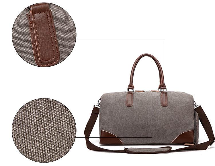 Authentic Unisex Leather And Canvass Mini Travelers Bag- Grey - Obeezi.com