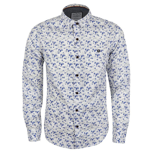 Badgley Finest Quality Floral Print LongSleeve White Shirt - Obeezi.com