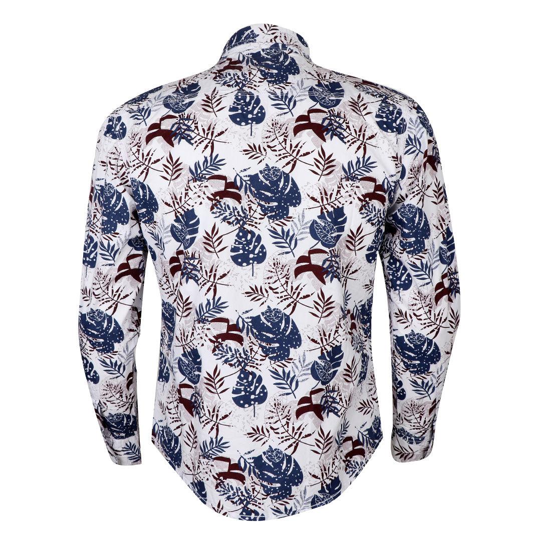 Bajiel Classic Vintage Blue Floral Print Long Sleeve Shirt - Obeezi.com