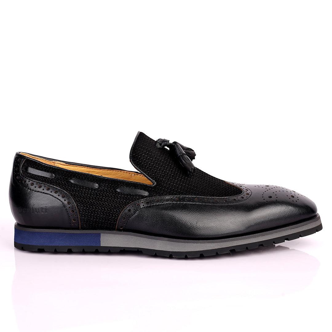 Berlut Brogue And Tassel Designed Black Leather Shoe - Obeezi.com