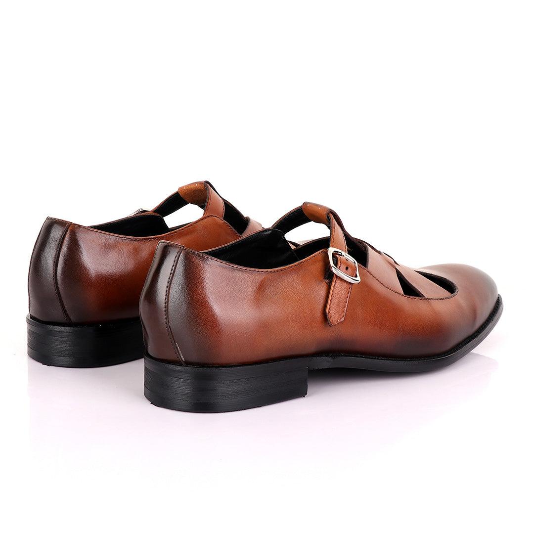 Berluti Leather Buckle shoes-Brown - Obeezi