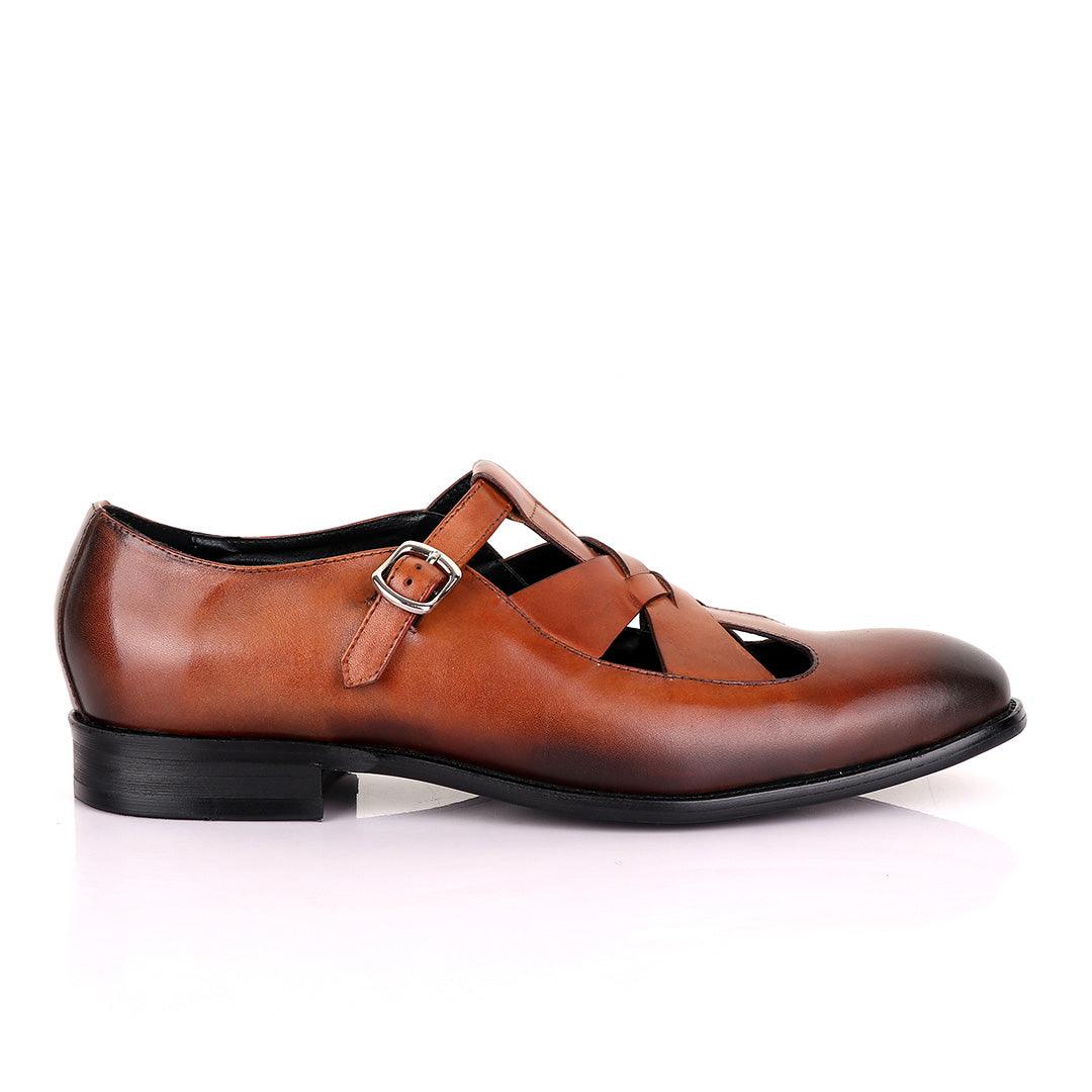 Berluti Leather Buckle shoes-Brown - Obeezi