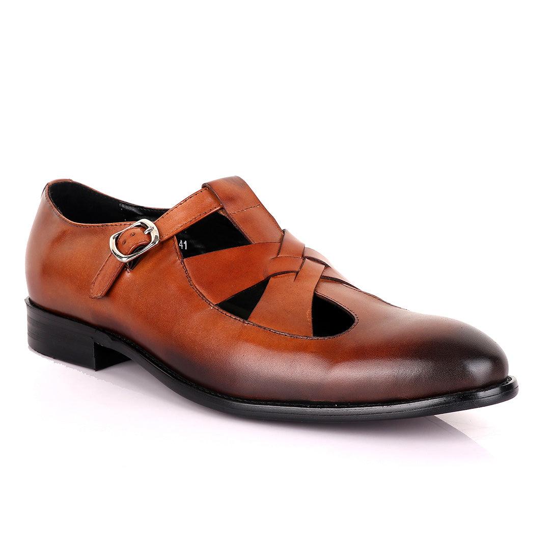 Berluti Leather Buckle shoes-Brown - Obeezi