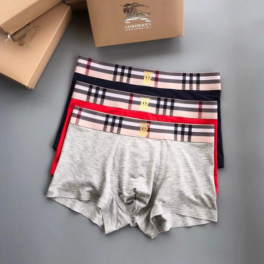 Berry BT Print Logo Designed 3 in 1 Lightweight Red, Ash And Blue Boxers - Obeezi.com