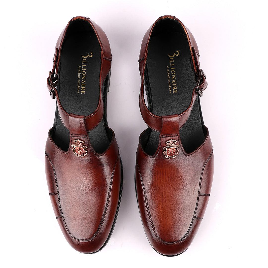 Billionaire Exotic Brown Cover Leather Sandal - Obeezi