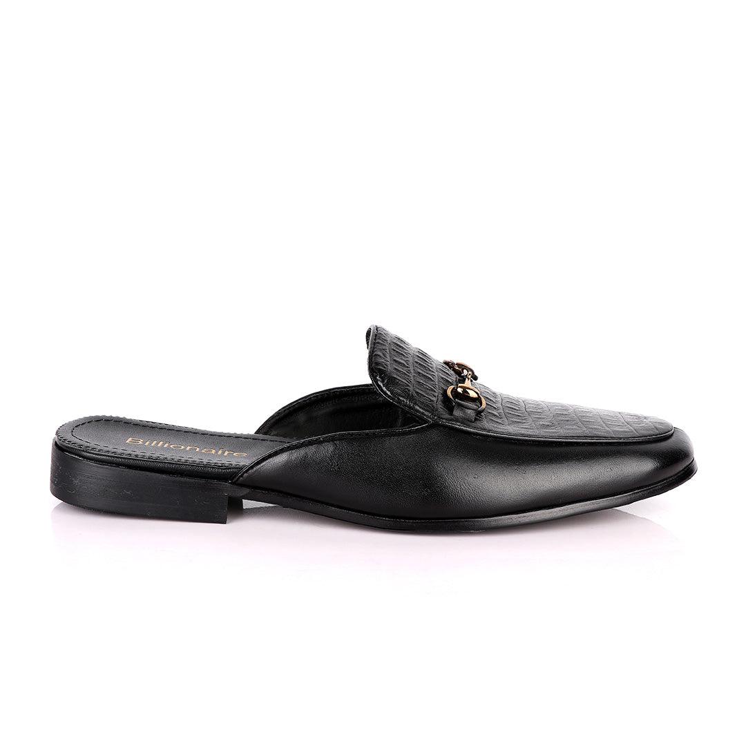 Billionaire Exquisite Chain Head Black Mole Leather Shoe - Obeezi