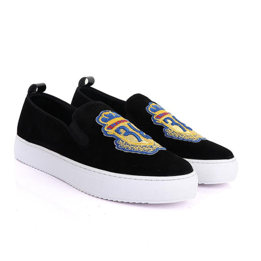 BILLIONAIRE EXQUISITE MEN GOLD DESIGN BLACK SNEAKERS SHOE - Obeezi