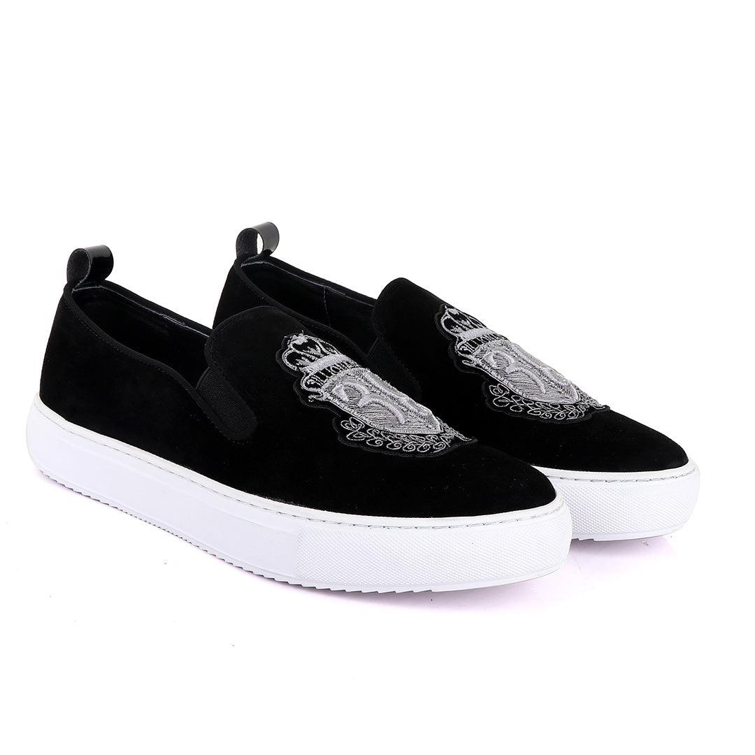 Billionaire exquisite Men Grey Design Black sneakers shoe - Obeezi