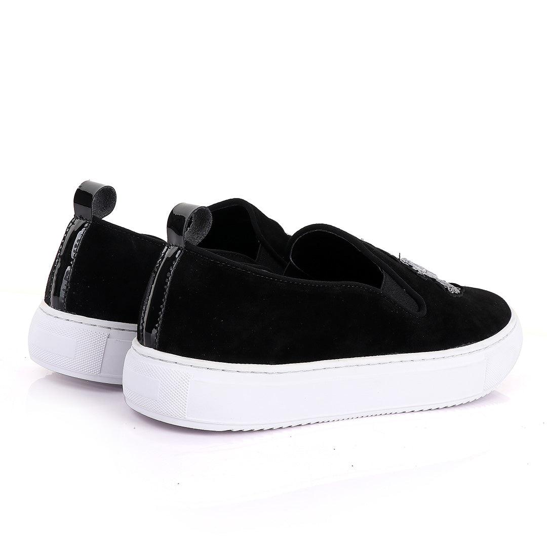 Billionaire exquisite Men Grey Design Black sneakers shoe - Obeezi