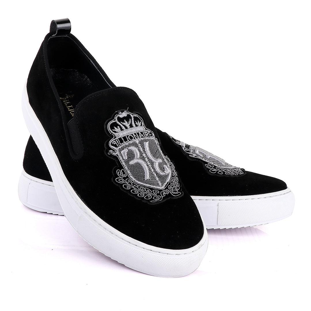 Billionaire exquisite Men Grey Design Black sneakers shoe - Obeezi