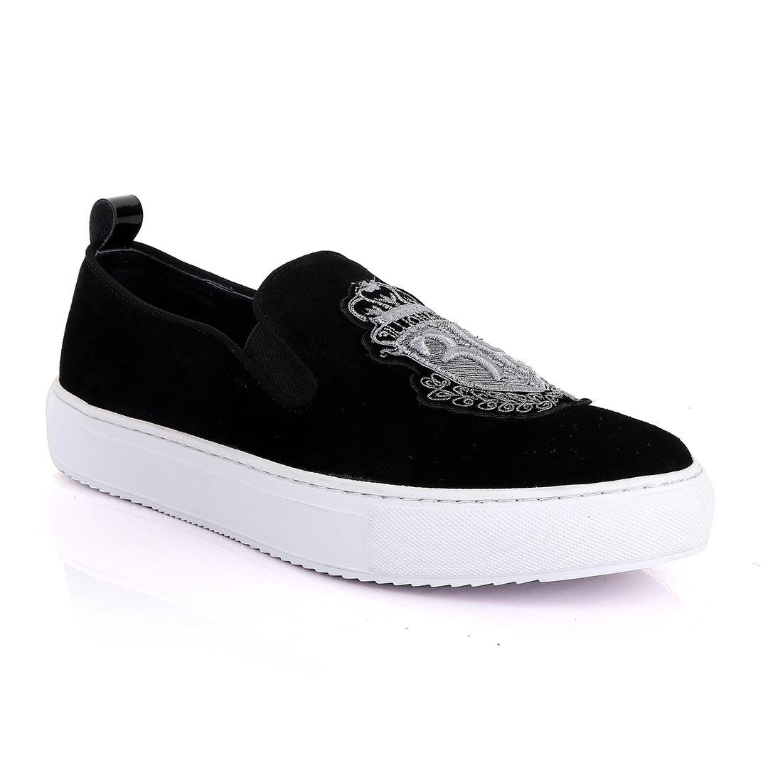 Billionaire exquisite Men Grey Design Black sneakers shoe - Obeezi