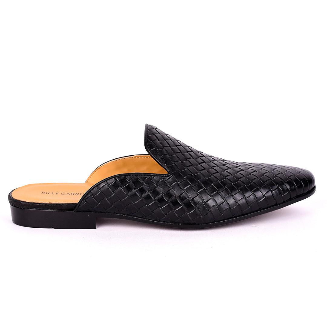 Billy Garrison Classic Patterned Leather Men's Half Shoe- Black - Obeezi.com