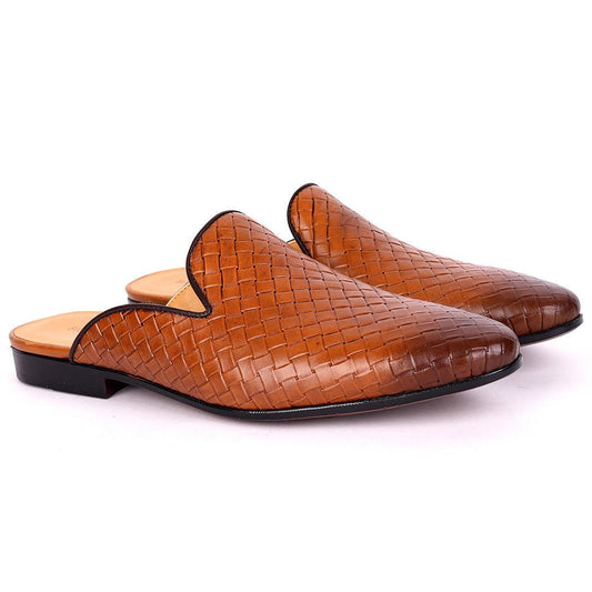 Billy Garrison Classic Patterned Leather Men's Half Shoe- Coffee - Obeezi.com