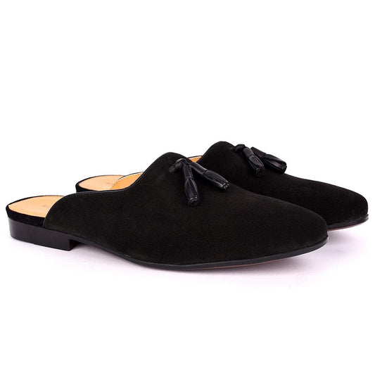 Billy Garrison Tassel Designed Suede Leather Men's Half Shoe- Black - Obeezi.com