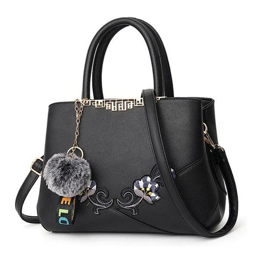 Black French Fur Cham Shape Tote Handbag - Obeezi.com