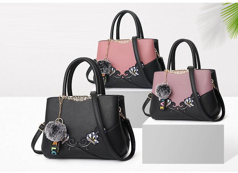 Black French Fur Cham Shape Tote Handbag - Obeezi.com