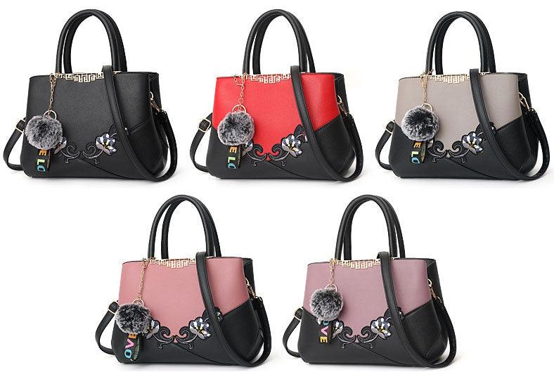 Black French Fur Cham Shape Tote Handbag - Obeezi.com