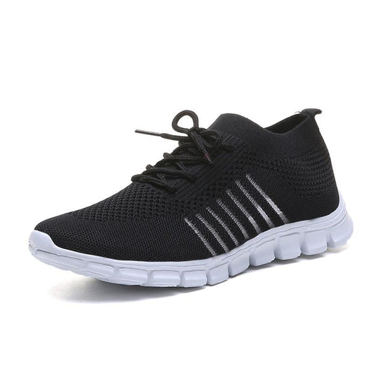 Breathable Open Side Ladies Sneakers - Black - Obeezi.com