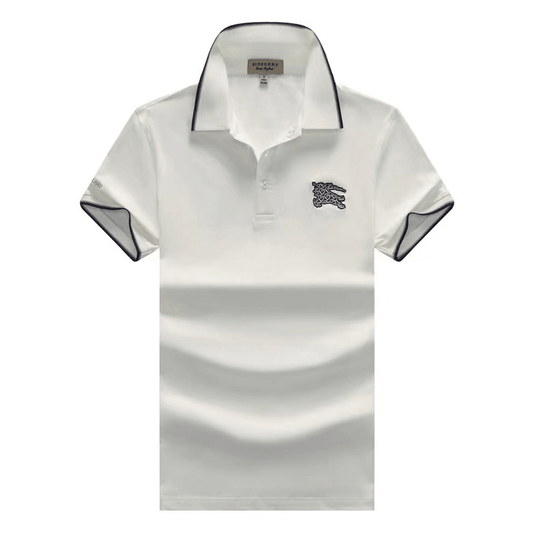 Bur Berry London England Striped Collar Polo- White - Obeezi.com