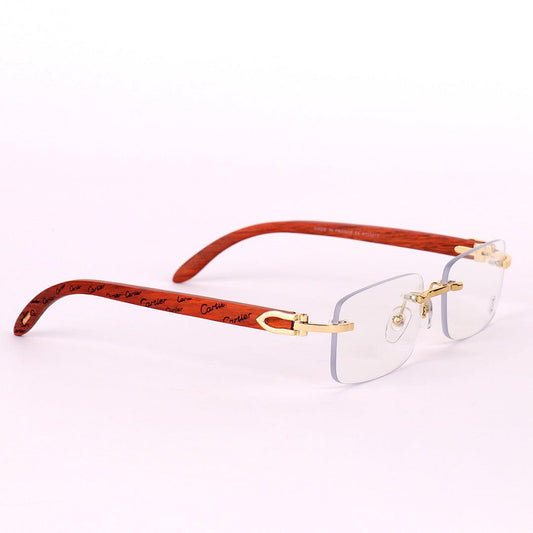 Cartier Vintage Wooden Rimless Glasses - Obeezi.com