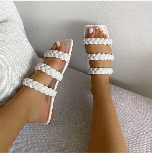 Carv Triple Strap Designed Leather Slipper - Obeezi.com