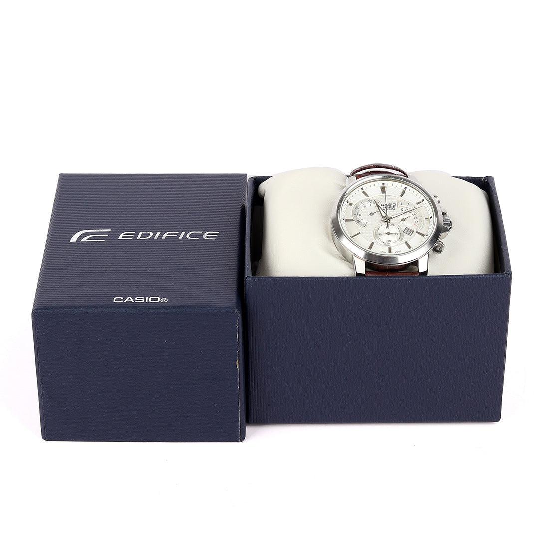 Casio Edifice Chronograph Women's Brown Leather Strap Watch - Obeezi.com
