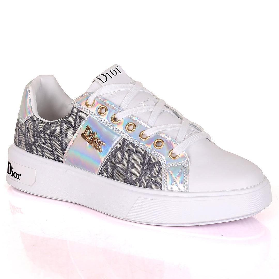 Christ Dio Gold Logo Crested Designed White Sole Lace Up Sneakers - Obeezi.com
