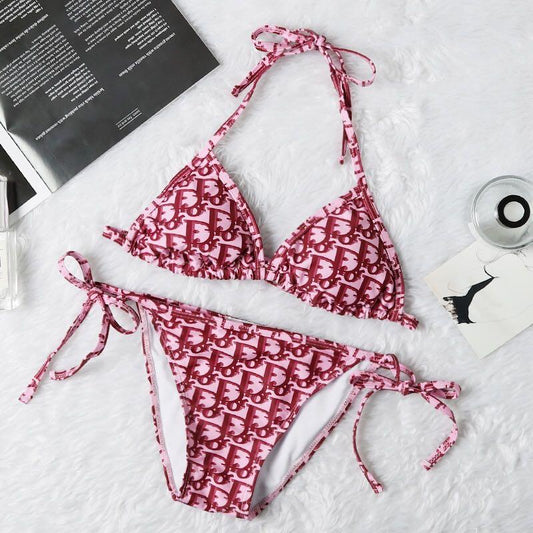 Christian Dior Two-Piece Sexy Tie-Up Pink Bikini - Obeezi