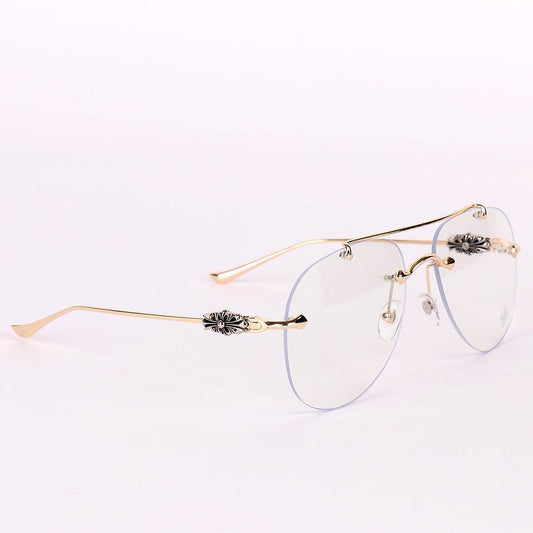 Chrome Hearts Aviator Gold Metal Rimless Glasses - Obeezi.com