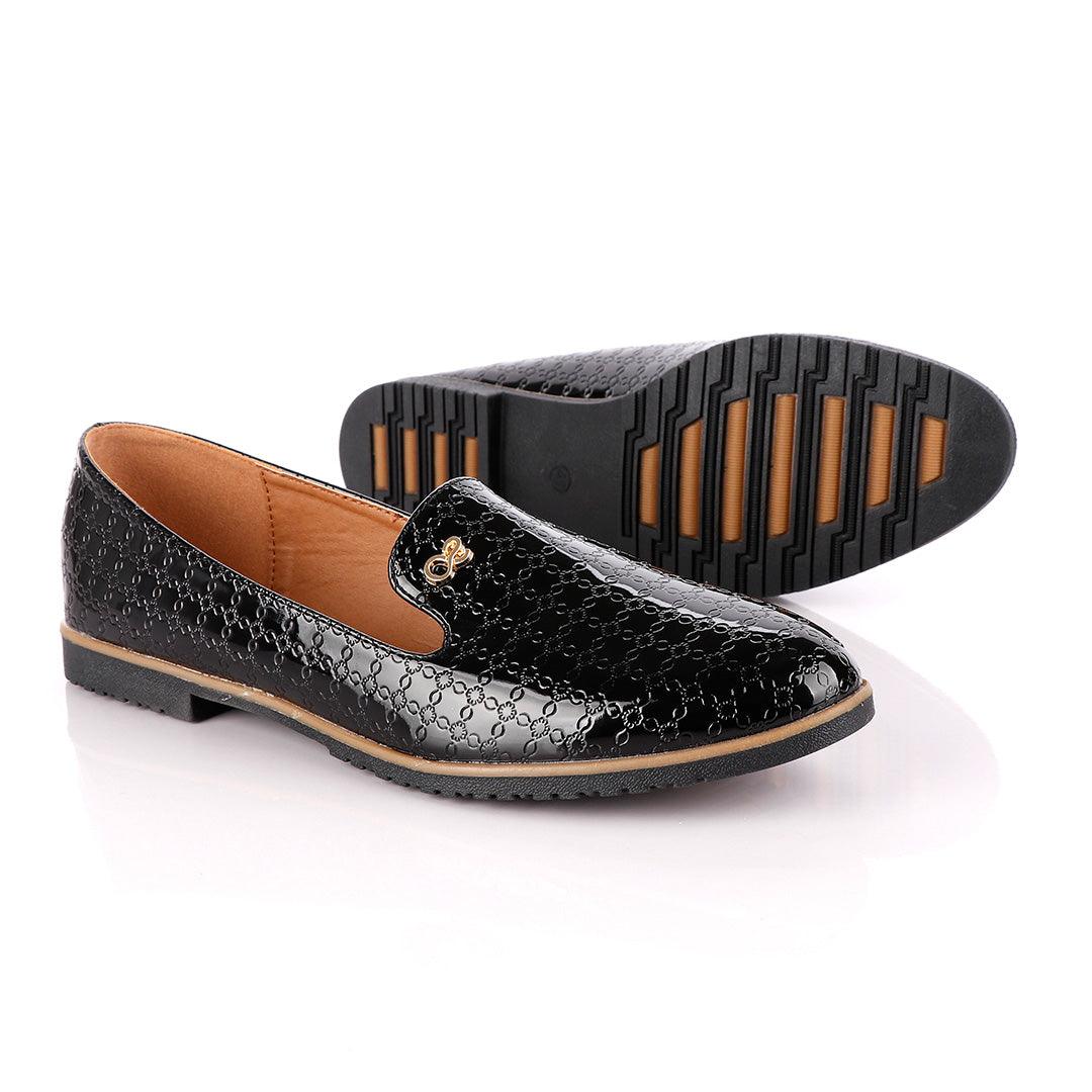 Classic Geerte Design Wetlips Cover Black Flat Shoe - Obeezi