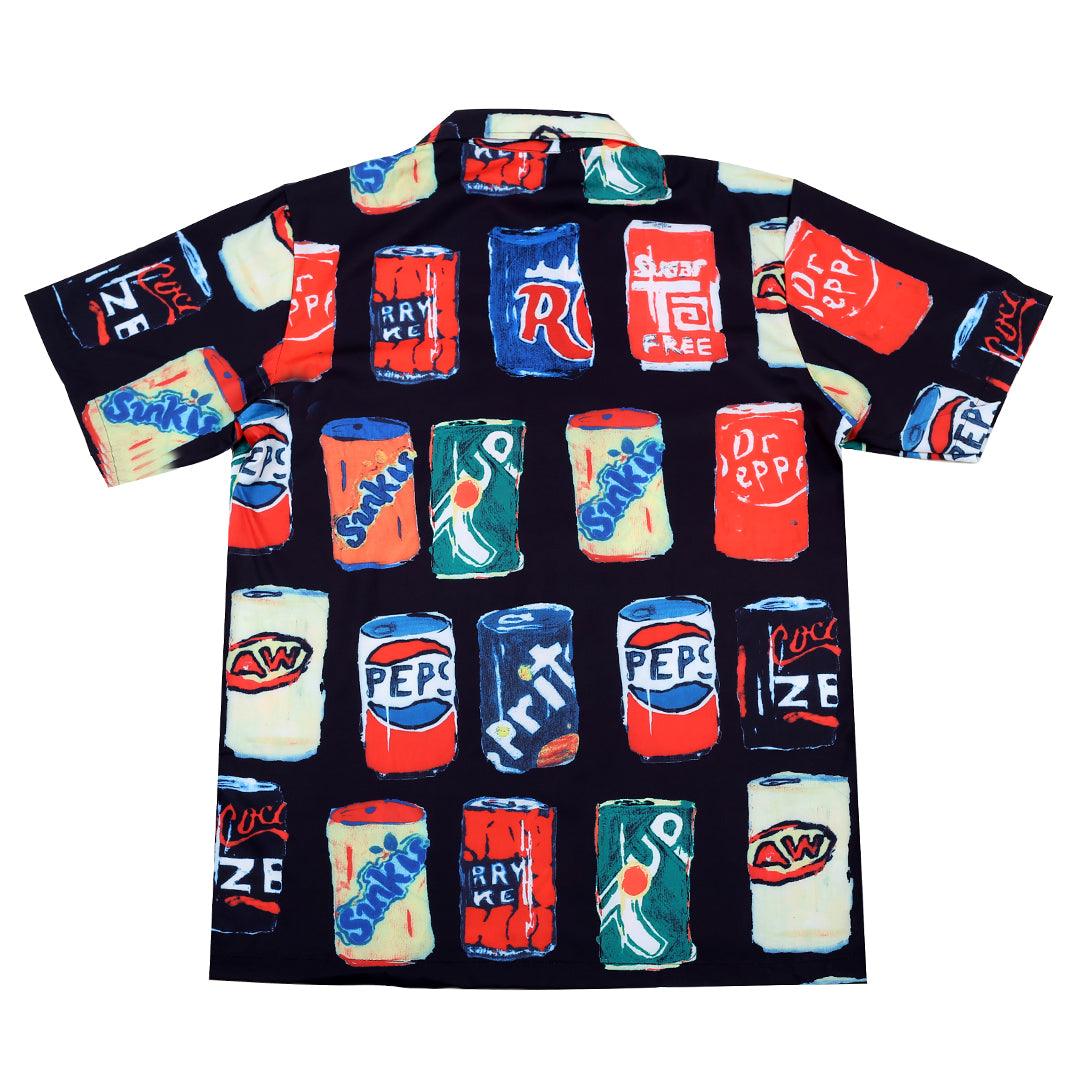 Classic Tin Designed Aloha Shirt - Black - Obeezi.com