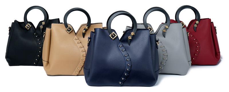 Classy Leather Fashionista Tote 3 in 1 Handbags -Black - Obeezi.com