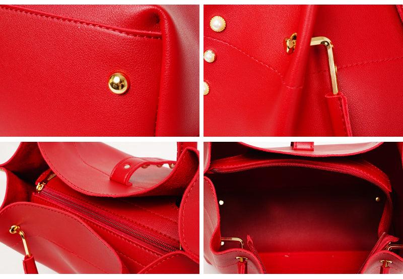 Classy Leather Luxury Design 3pcs Woman Brown Handbag - Obeezi.com