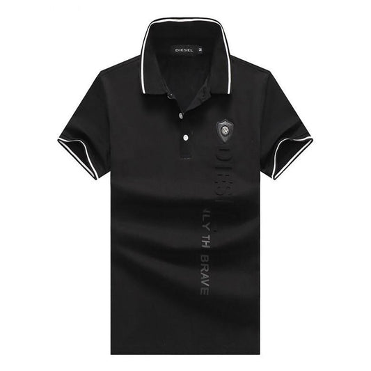 D-Brave Stretch Cotton Piquet Polo-Black - Obeezi.com