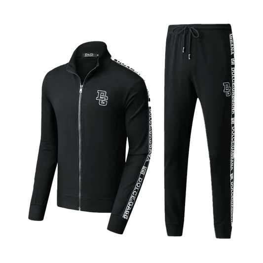 DG Men's Cotton Tracksuit Embroidered Hand Logo - Black - Obeezi.com