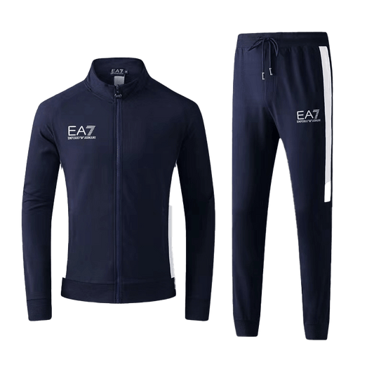 EA EA7 Zip Enclosure Designed Black Tracksuits - Obeezi.com