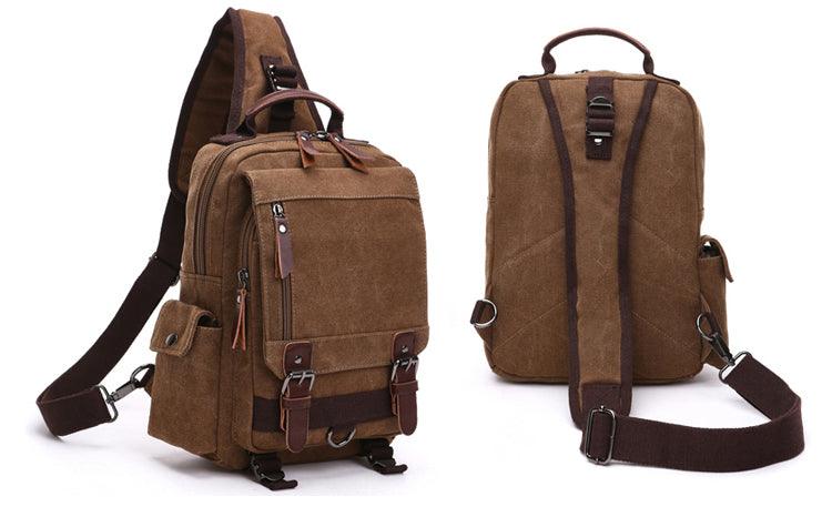 Exquisite Outdoor Canvas Crossbody Bag Travel Shoulder Bag- Coffee - Obeezi.com