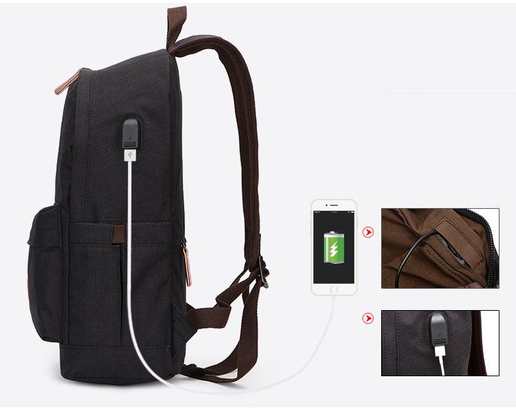 Fashion Casual Business Computer Backpack With USB Charging Port-Grey - Obeezi.com