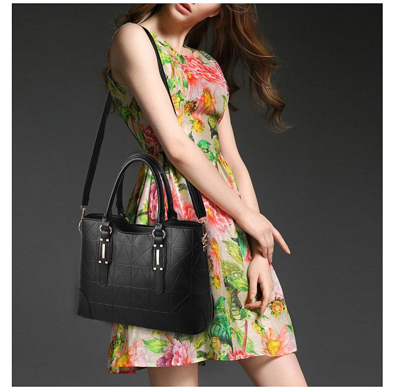 Fashion Unique 2 In 1 Patterned Leather Handbag - Gold - Obeezi.com
