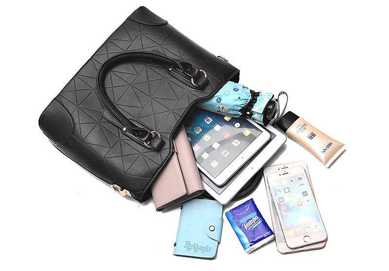 Fashion Unique 2 In 1 Patterned Leather Handbag - Gold - Obeezi.com