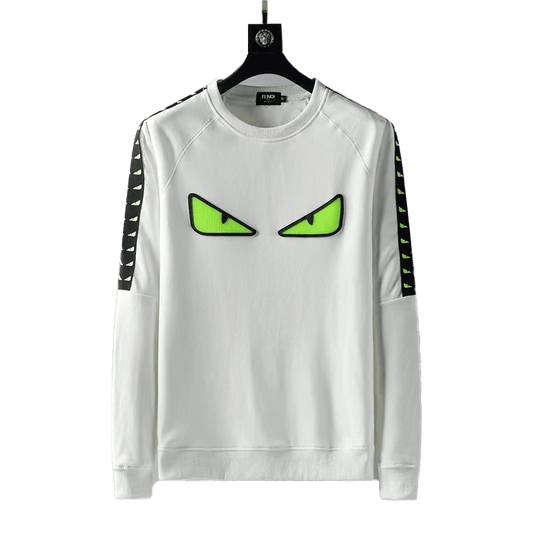 FD Eyes Logo Designed Men's Round Neck Cotton Sweatshirt- White - Obeezi.com