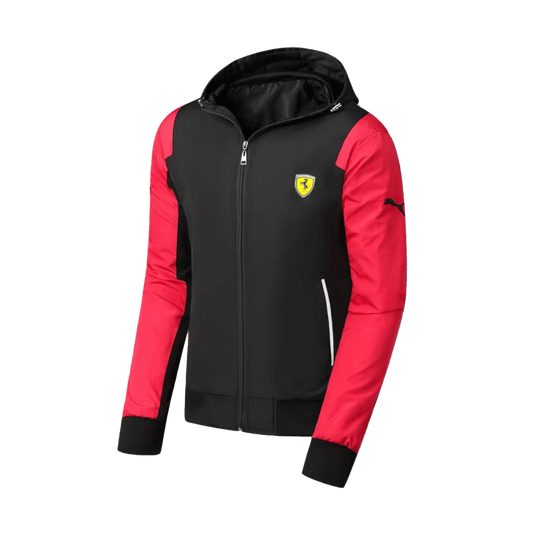 FER Race T7 Hand Blocked Zip Down Polythene Hoodie Jacket- Black - Obeezi.com