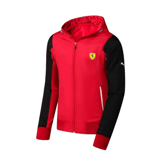 FER Race T7 Hand Blocked Zip Down Polythene Hoodie Jacket- Wine - Obeezi.com