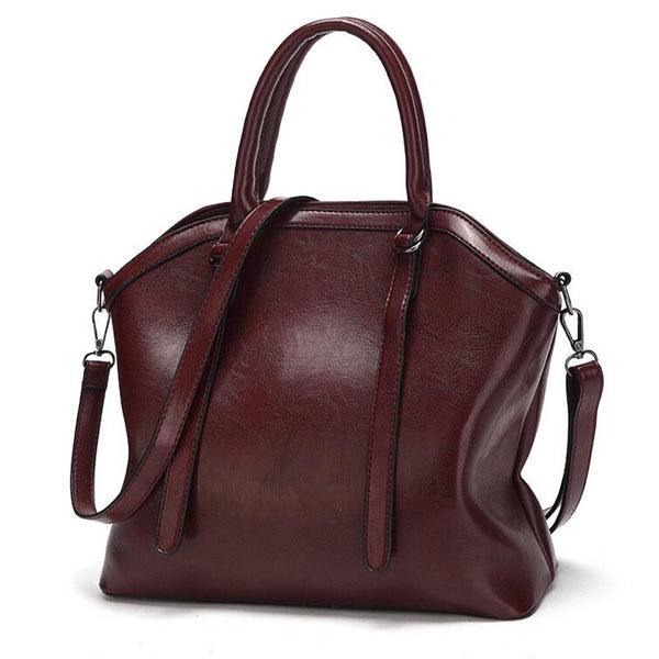 French Classic Woman Leather Coffee Handbag - Obeezi.com
