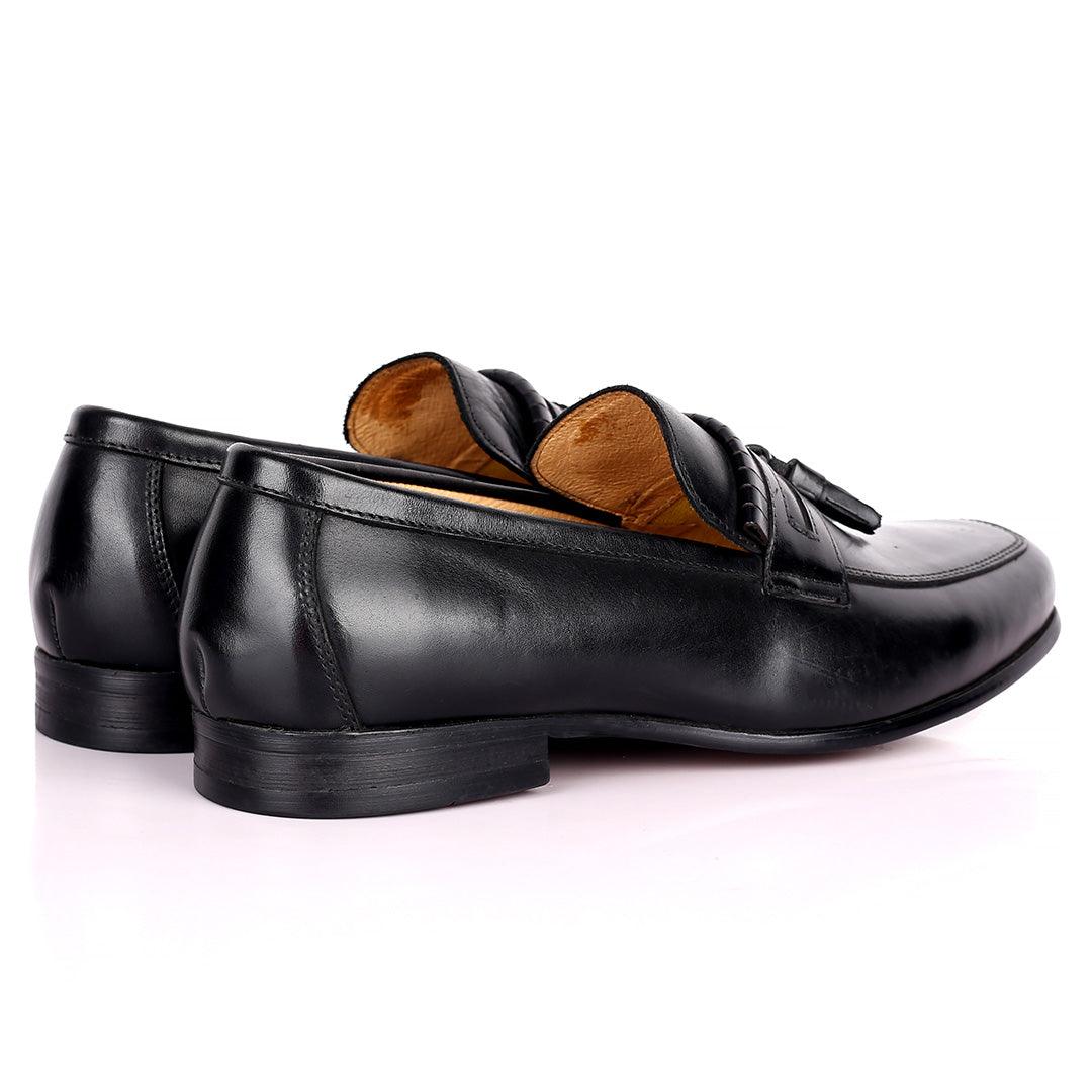 Gian Elegant Fringe Designed Loafers Shoe - Black - Obeezi.com